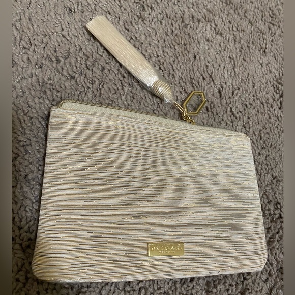 NEW Bvlgari gold biege beauty pouch
